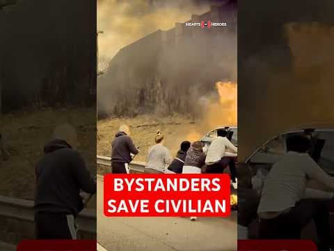 Heroic bystanders save man from car fire